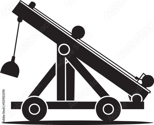 Vector icon of a medieval catapult siege weapon.