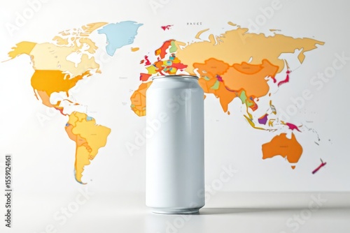 Soda Can World Map Global Beverage Drink International Travel Concept