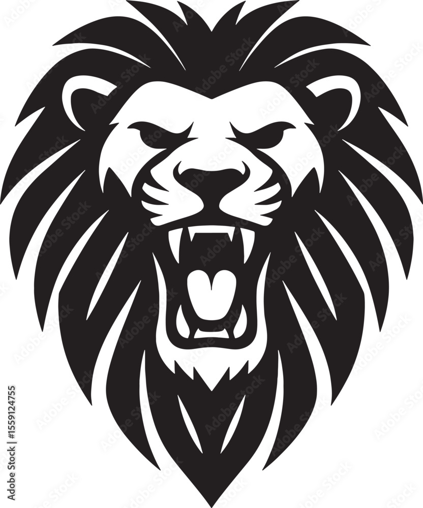 Obraz premium Fierce Lion Head Vector Illustration