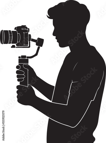 Man with Gimbal Camera Silhouette

