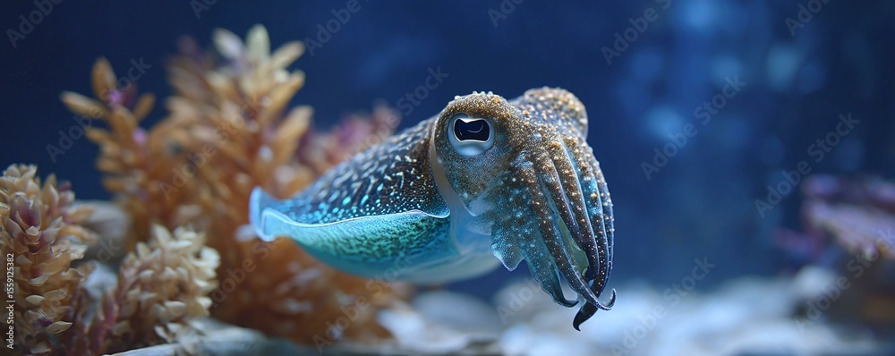 Fototapeta premium Stunning Underwater Squid in Aquarium