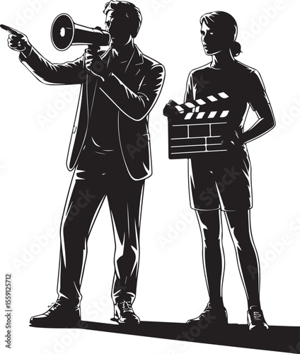 Man Filming Interview on Tripod SVG

