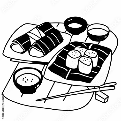 Thai street food with dipping sauces and chopsticks thai food spring rolls