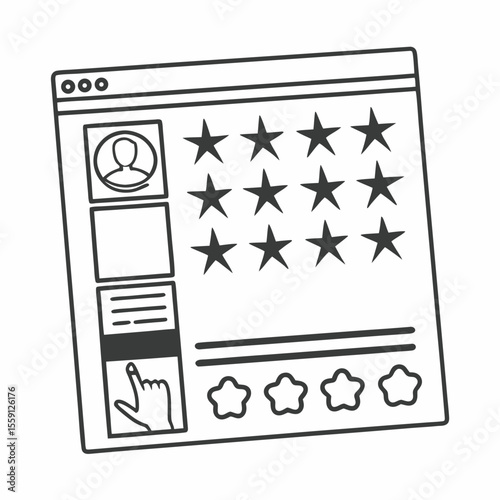 User interface with star ratings and user profile rating system stars
