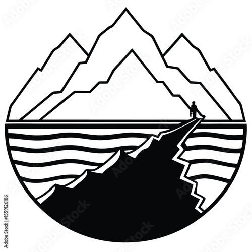 Abstract Mountain Silhouette Layered Landscape Illustration