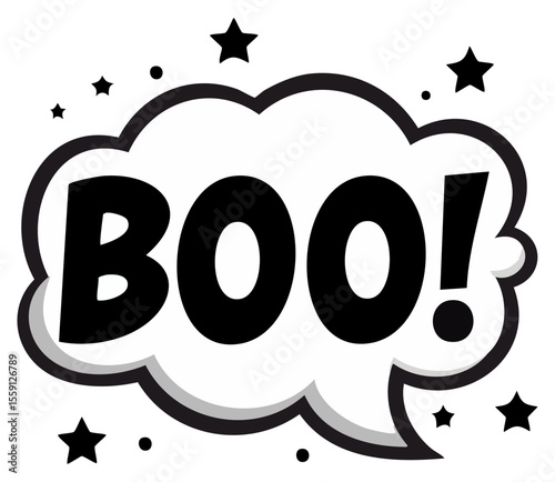 Boo! halloween text in speech bubble, isolated 