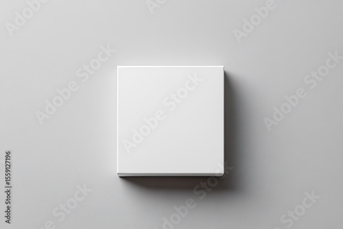 Top View White Box Object on Gray Textured Background with Soft Shadow Realistic Look