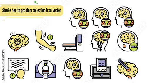 Stroke health problem collection icon vector