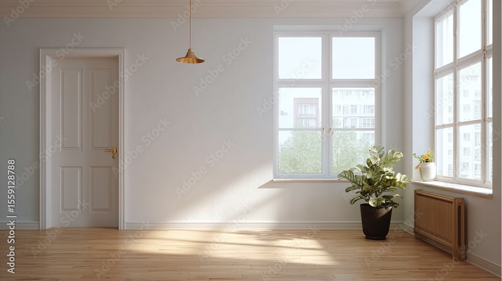 Fototapeta premium Empty Modern Room Interior Design Illustration