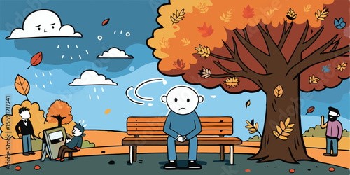Autumn Melancholy A Thoughtful Individual Contemplating the Season's Change