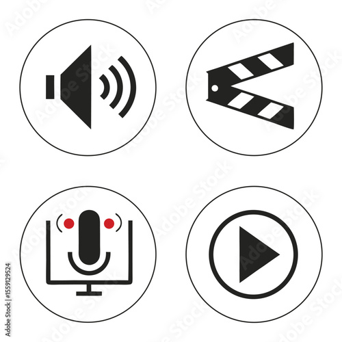 Audio, Video, and Film Production Icons for Multimedia Projects