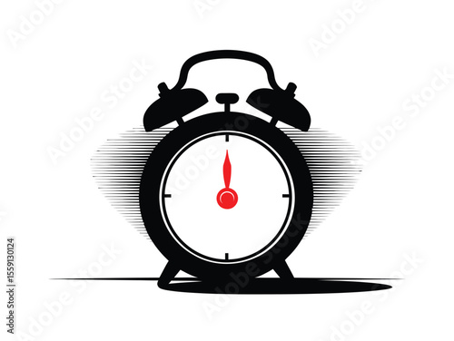 Simple black alarm clock icon isolated in time concept isolated on white background