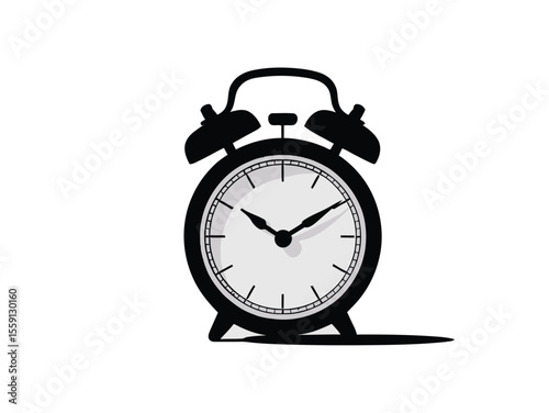 Alarm clock icon silhouette vector with white background