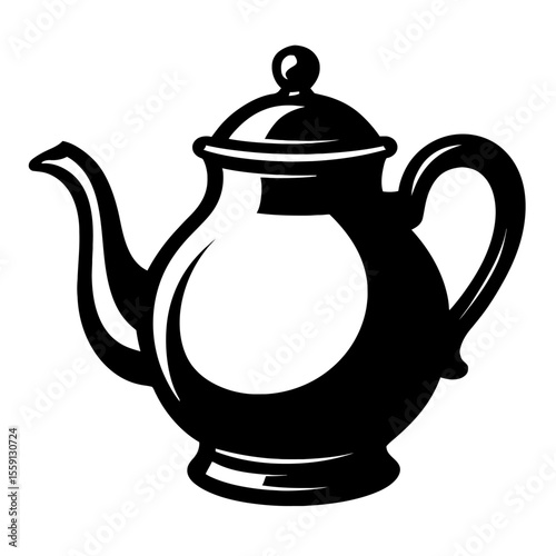 Elegant Classic Teapot Vector Illustration - Simple Black and White Design for Tea, Beverages, Hospitality, or Kitchen Concepts