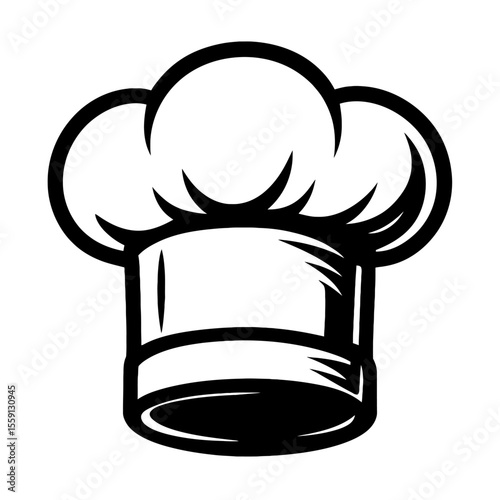 Traditional Chef Hat (Toque) Vector Illustration - Black and White Design for Culinary, Restaurant, Cooking, or Food Service Concepts