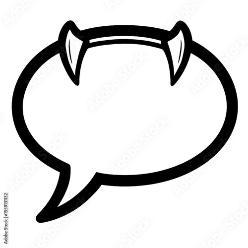 Spooky Vampire Fangs Speech Bubble Vector in Black and White - Ideal for Halloween, Horror, and Gothic Designs
