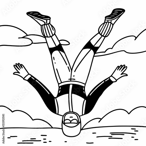Skydiver performing backflip in air skydiving extreme sport