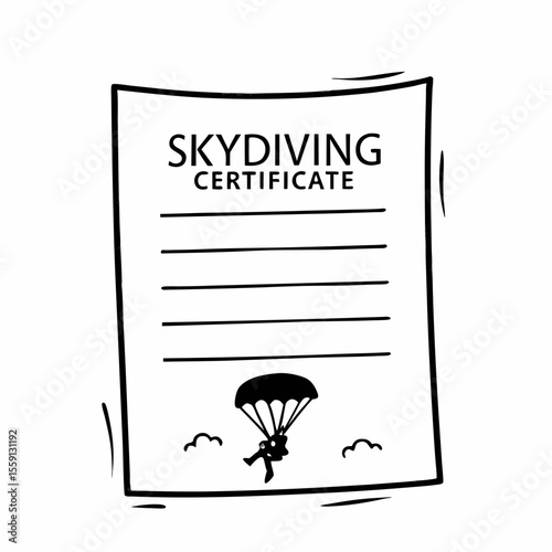 Skydiving Certificate with Parachutist parachute