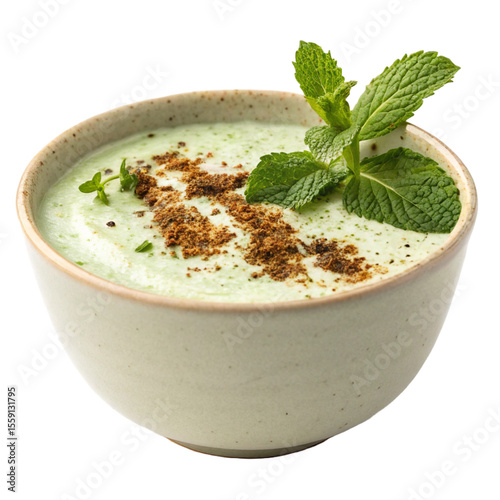 Jeera Cucumber Raita with Mint Leaves