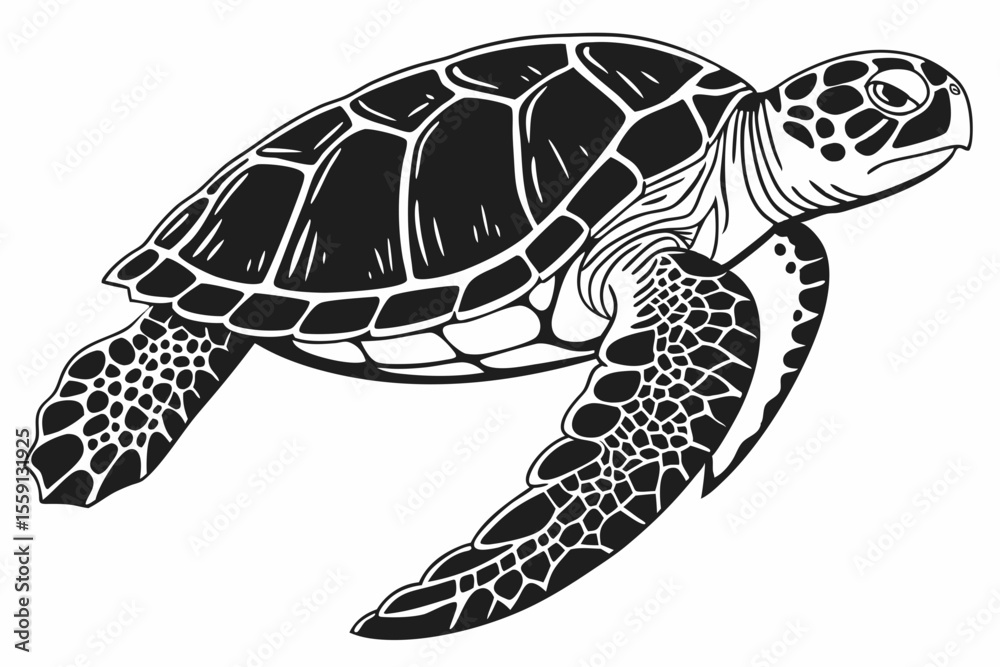 Fototapeta premium loggerhead turtle sihouette black vector