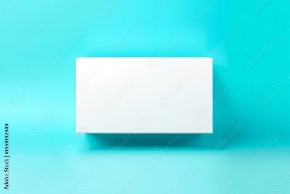 Fototapeta premium White Rectangular Box on Turquoise Background Mockup Template Design Element