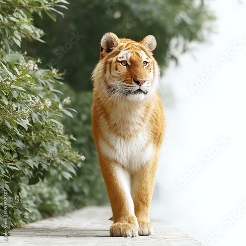 Golden Tiger Walking in Nature