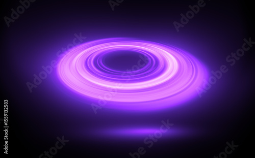 Glow swirl light effect. Circular lens flare. Abstract rotational lines. Power energy element. Luminous sci-fi. Shining neon lights. Swirl trail effect. Dynamic ellipse. Neon gradient. Purple illusion