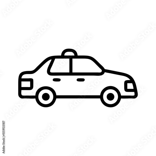 Line art of a taxi car with a roof light   