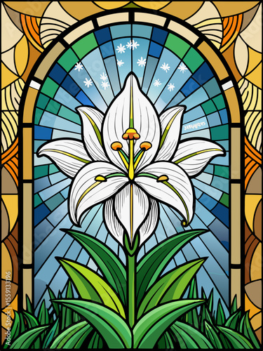 lily, Stained Glass Style, Full body , window temple	sun, stained glass style, full body, window temple, glass, window, stained, church, stained glass, religion, cathedral, art, saint, religious,reali