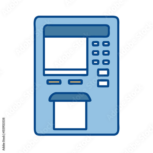 ATM machine illustration in blue color design  