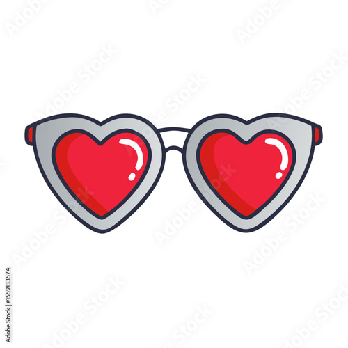 Heart-shaped sunglasses with red lenses in playful design  