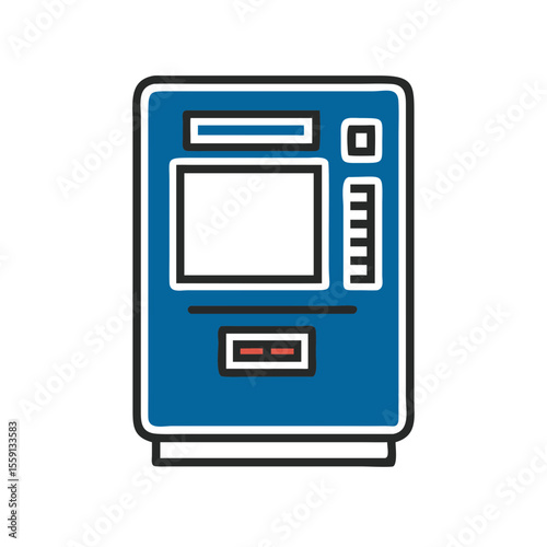 ATM machine in blue color with a simple and modern design  