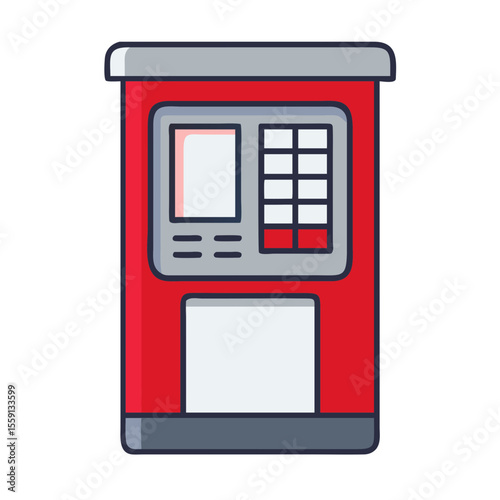 Red vending machine with buttons and display  