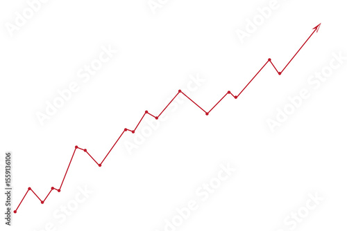 Wallpaper Mural Red ascending line graph with arrow, symbolizing growth, success, and positive business trends. Ideal for financial reports, presentations, and data visualization. Torontodigital.ca