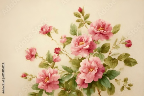 Vintage Floral Pattern with Delicate Roses