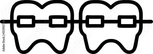 dental braces vector silhouette icon on white or transparent background. Dentistry icon Vector graphics collection for your design. 