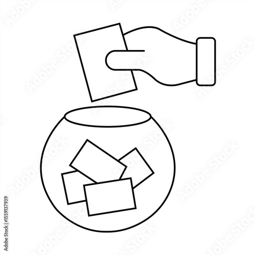 lottery process outline icon. vector illustration