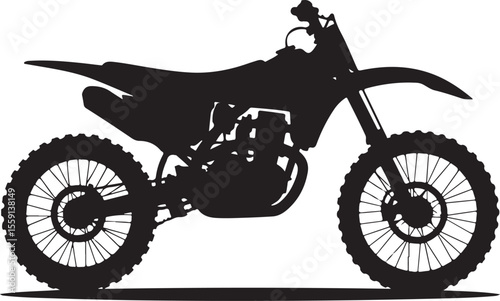 Black silhouette of a dirt bike on a white background