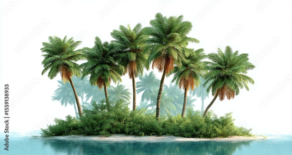 Obraz premium Tropical Island with Lush Palm Trees