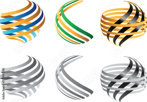 Abstract Globe Sphere Logo Icon Design Set