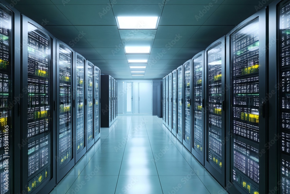Fototapeta premium Modern Data Center with Rows of Server Racks