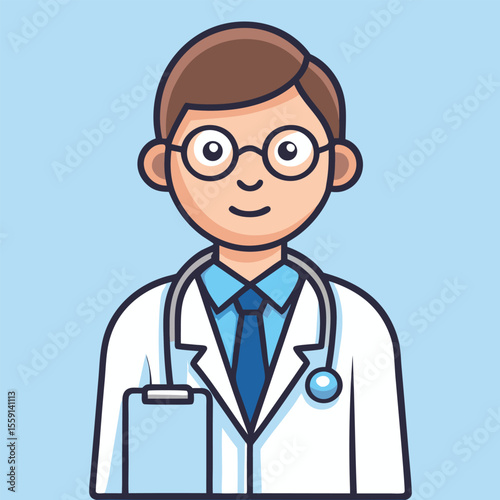 Friendly Doctor Vector Icon Cartoon Illustration of a Healthcare Professional