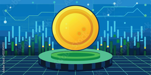 Golden Cryptocurrency Coin - Vector Illustration