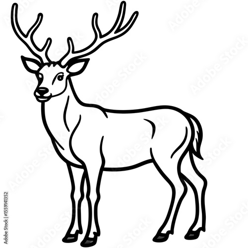 Elegant Wapiti and Vole Line Art Design