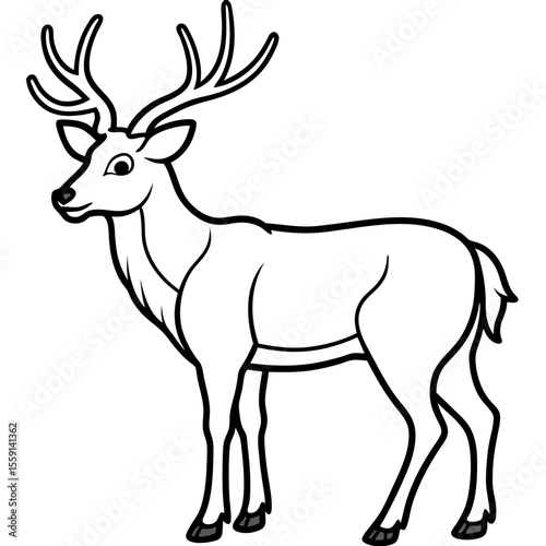 Elegant Wapiti and Vole Line Art Design
