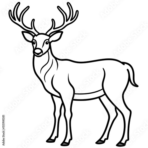 Elegant Wapiti and Vole Line Art Design