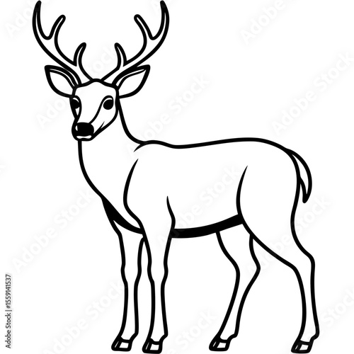 Elegant Wapiti and Vole Line Art Design