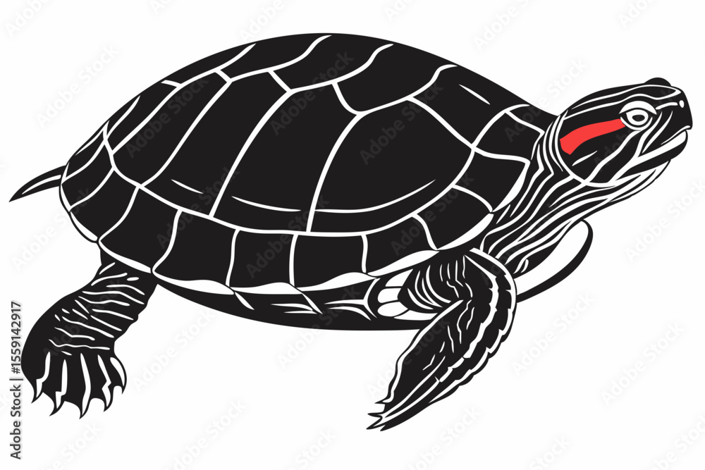 Fototapeta premium red eared slider sihouette black vector