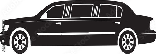 Classic black limousine side view silhouette for luxury transportation events