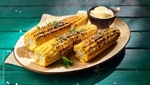 deliciously grilled corn on the cob with melting butter and fresh herbs for a summer feast